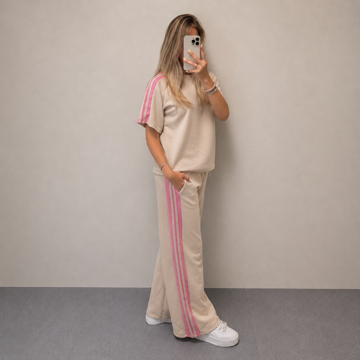 Stripe set - Beige/roze