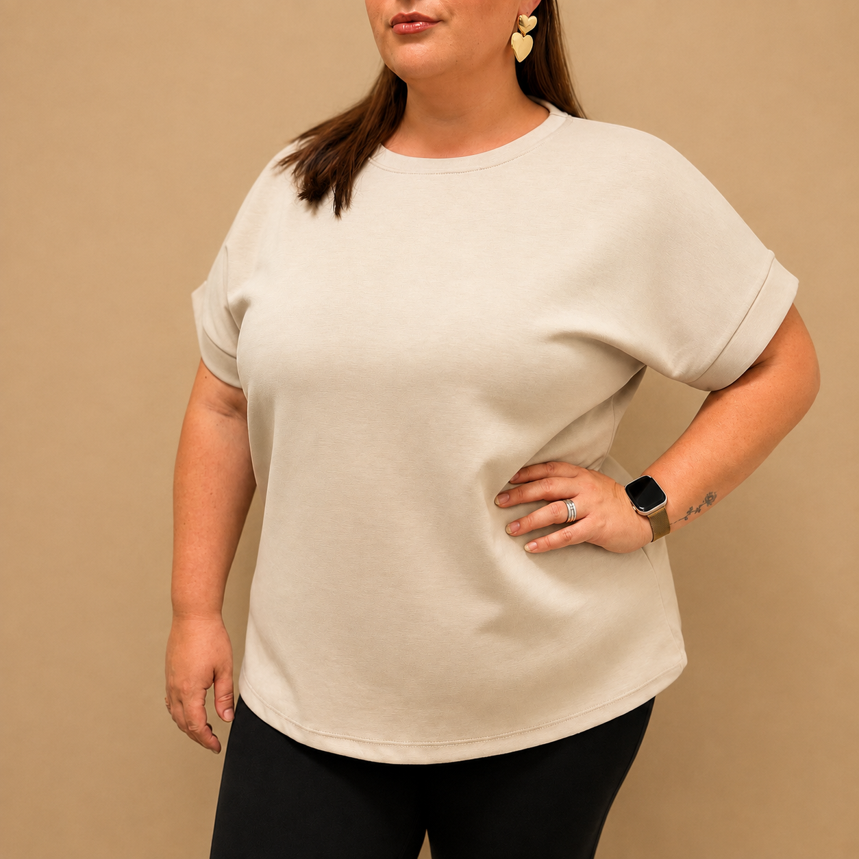 Everyday Curve Tee - Beige