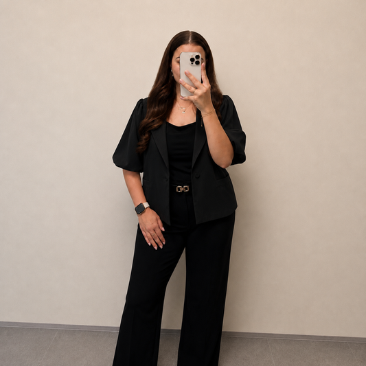 Puff sleeve blazer - Zwart