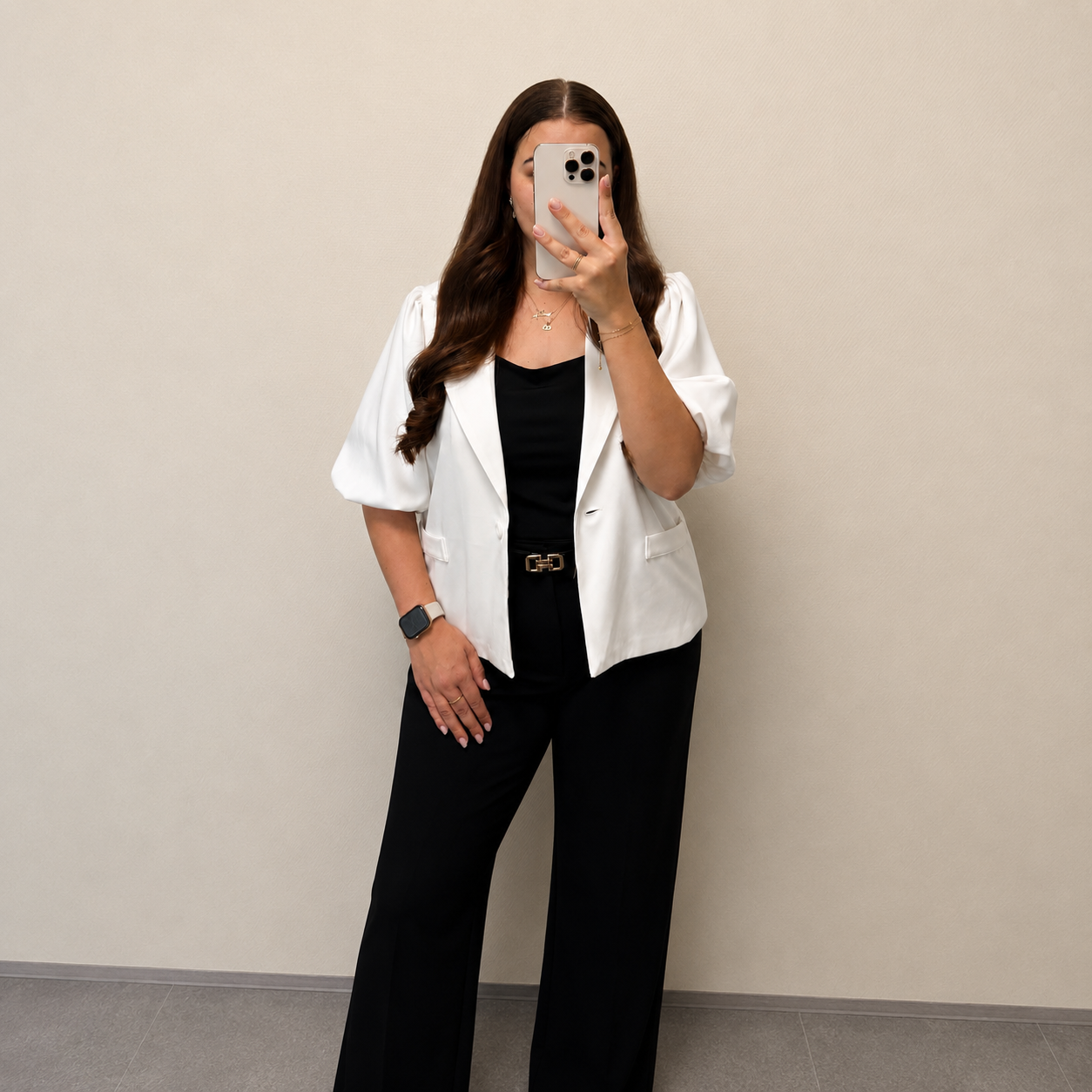 Puff sleeve blazer - wit